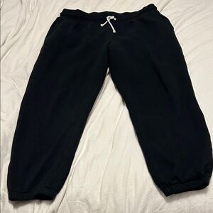 Target Black Fleece Jogger Pants with White Drawstring